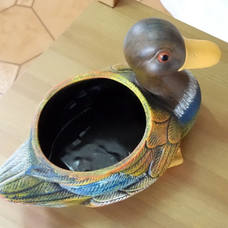 ガーデニング プランター 鴨 カモ (底穴なし)| テラコッタ ポルトガル製 ガーデン用品 鉢カバー