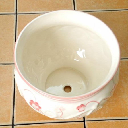 ハンドメイド陶器植木鉢・クローバー ピンク  底穴あり9psu-h100-01p陶器 ポルトガル製
