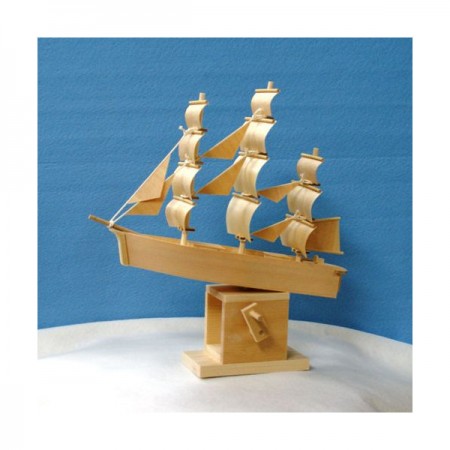 木工工作キット 加賀谷木材 からくり経木アート 荒波の帆船キット 2201026