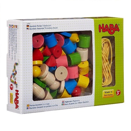 木のおもちゃ ビーズひも通し HABA ハバ カラービーズ・6シェイプ HA2155