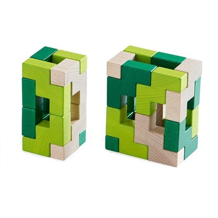 木のおもちゃ 積木 HABA ハバ ブロック 3Dパズル・グリーン HA304410