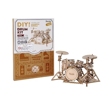 DIY つくるんです! 3Dウッドパズル 楽器シリーズ ドラム TG409【日本語説明書付き】