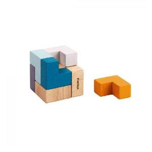 木のおもちゃ ゲーム インテリア PLANTOYS プラントイ 3Dパズルキューブ(缶入り)4134