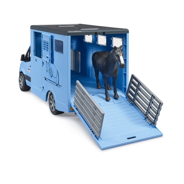 BRUDER ブルーダー MB Sprinter 馬運車(馬フィギュア付き)BLUE 02674 | 日本とヨーロッパ ドイツ 木のおもちゃ